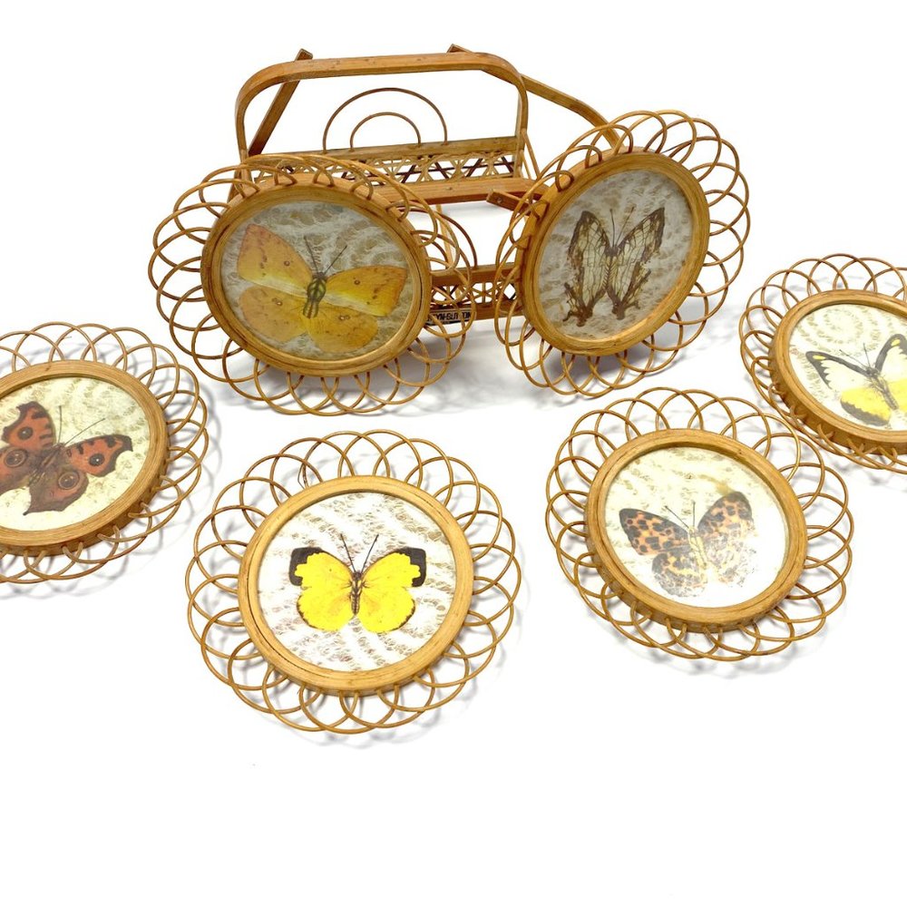 Vintage Gailstyn Sutton Taiwan Set 6 Coasters MCM